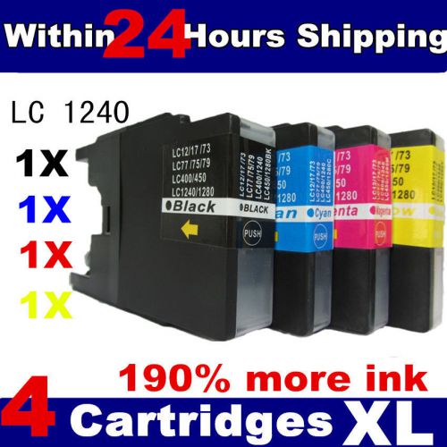 4 Compatible LC1240 / LC1280 Ink Cartridges for Brother Printers Black + Colour