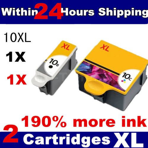 2x kodak 10 xl black &amp; 10c color ink cartridges for kodak all-in-one printer for sale
