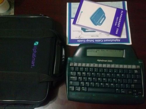 Alphasmart 3000 Portable Word Processor w/Bag, Manual, AC adapter, &amp; USB cord.