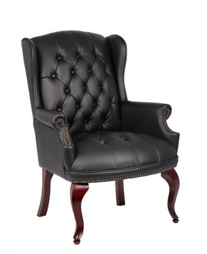 B809 BOSS BLACK WINGBACK TRADITIONAL EXECUTIVE OFFICE GUEST CHAIR