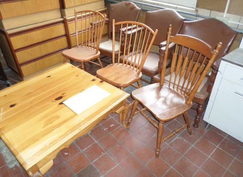 CHAIRS, TABLE AND DRESSERS