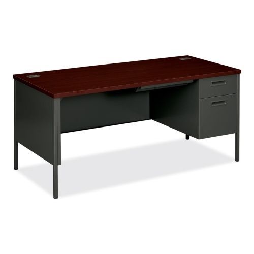 Metro Classic Right Pedestal Desk, 66w x 30d, Mahogany/Charcoal