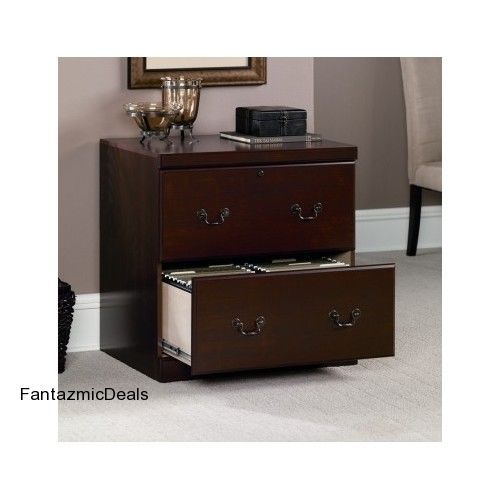 Lateral wood filing cabinet furniture heritage hill 2 drawer file cherry finish for sale