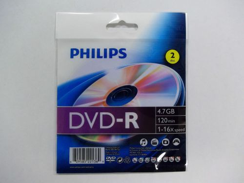 2 Pack Philips DVD-R 4.7GB  120Min 1-16x Speed New in Package Unopen Free Ship!