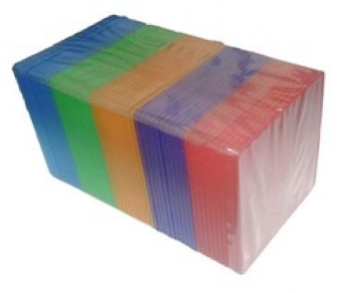 100 SLIM Assorted Color Single VCD PP Poly Cases 5MM