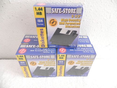 LOT 5 BOXES OF10,Safe-Store 3.5&#034; NEW SEALED 1.44 MB IBM DISKETTES 50 total