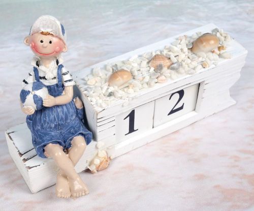 WOOD BLOCK PERPETUAL CALENDAR BOY GARDEN MEDITERRANEAN RETRO DESK DECORATION NEW