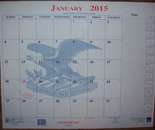2015 USA Government Desk Pad Calendar Federal Prison American Eagle 22x18&#034;