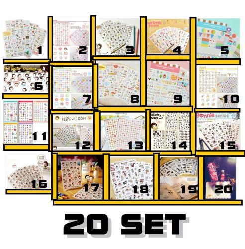 Mixed Lot 20 items Korean Diary Sticker Journal Planner Girl Cute Decoration DIY