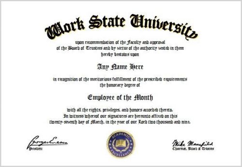 Employee of the Month Diploma - Employee Award Diploma