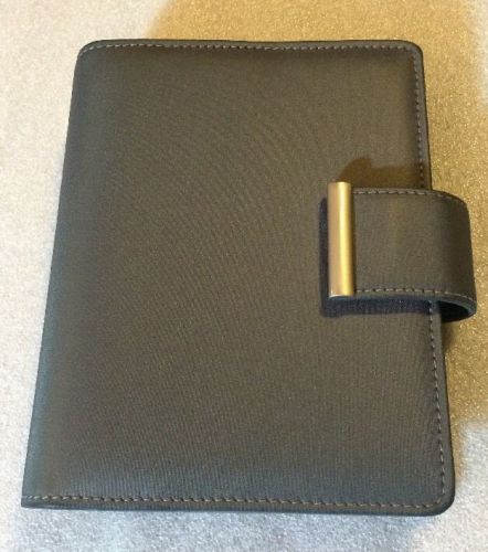 Compact 1.25&#034;grey nylon &amp; faux leather franklin covey planner binder organizer for sale