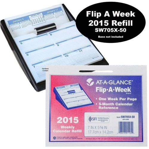 Flip A Week Calendar Refill 2015, SW705X-50, Weekly, 7 x 5-5/8&#034;, Refill Only