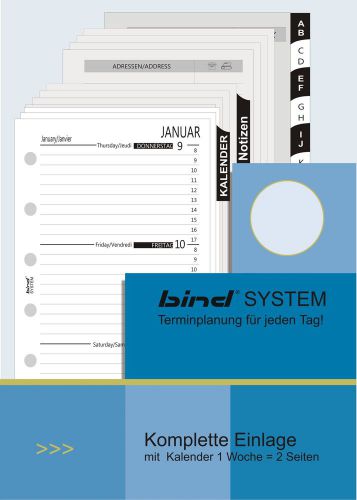 bind - B270015 - Kompletteinlage A7 Kalender 2015 1 Woche = 2 Seiten inklusive R