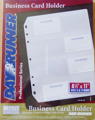 Day Runner Business Card Holder 8 1/2&#034; x 11&#034; - NEW - #492-120 - Fits 3 &amp; 7 Ring