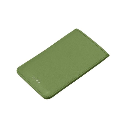 LUCRIN - Vertical Slide out Card Holder - Smooth Cow Leather - Light green