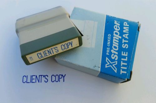 X stamper pre-inked &#039;CLIENT&#039;S COPY&#039; Title Stamp, blue ink
