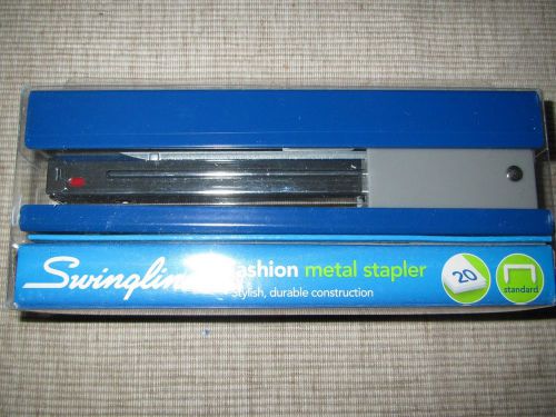 ?Desk Stapler SWINGLINE Metal Fashion Full Strip 20 Sheets Blue/Gray Accent NEW?