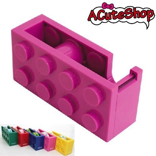 Pink block tape dispenser stand + bonus paper tape 1 pc for sale