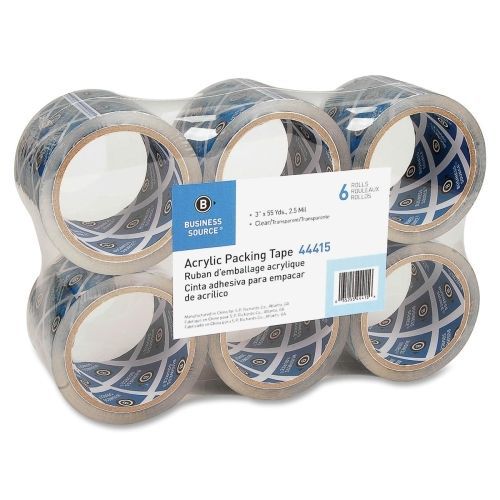 LOT OF 4 Business Source Heavy-Duty Clear Acrylic Packaging Tape -3&#034;Core-6/Pk