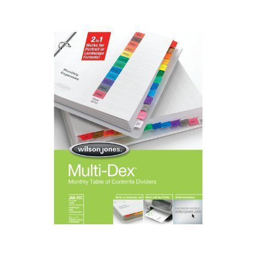 Wilson Jones Multidex 90303 Index Divider - 12 X Divider - Printed&#034;jan To Dec&#034; -
