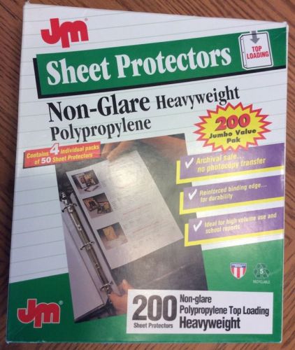 200 heavyweight sheet protectors 8 1/2 x 11 top loading non glare  jm 07290 for sale