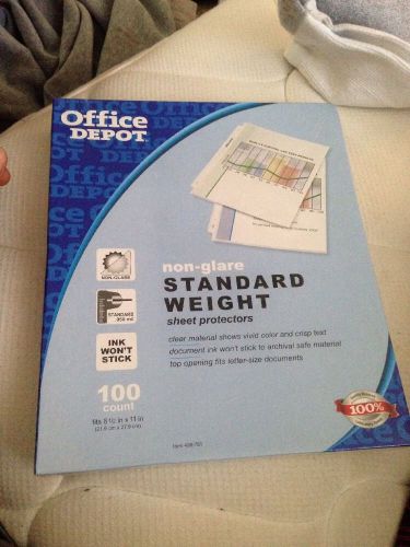 Office Depot Sheet Protectors-Heavy Weight-Non-Glare- 100 Pack- Ink Wont Stick!