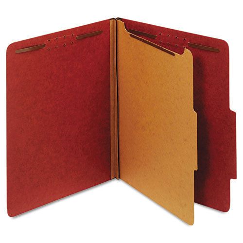 Pressboard classification folders, four fasteners, 2/5 cut, letter, red, 10/box for sale
