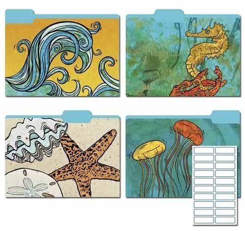 Karen foster design decorative file folders ocean escapade  8 folders for sale