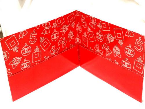 Chanel Red Cardboard Presentation Pocket Folders, 11.5&#034; x 9&#034;
