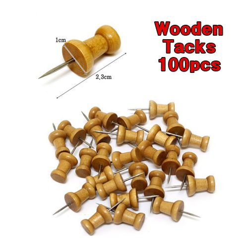 100 count push pin wooden tack office home school thumb tacks message boards pin for sale