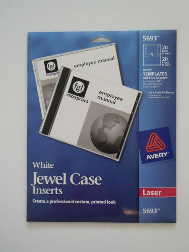 AVERY 5693 - WHITE JEWEL CASE INSERTS - 20 BACK AND FRONT INSERTS