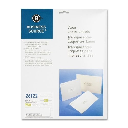 Lot of 3 business source clear mailing label - 1&#034;wx2.75&#034;l - 750 / pack - laser for sale