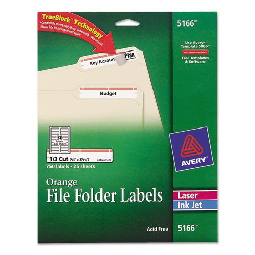 Permanent adhesive laser/inkjet file folder labels, orange border, 750/pack for sale