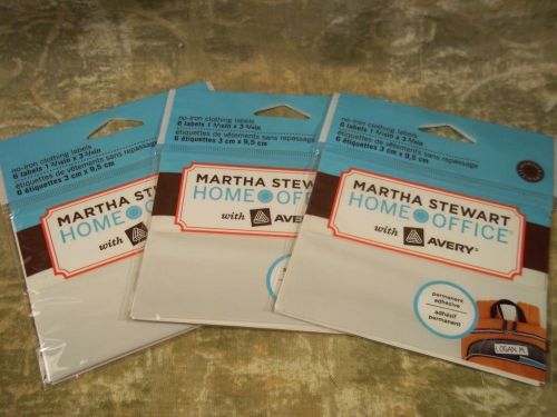 Lot of 3 Martha Stewart Avery Home No-Iron Clothing Labels, 6 Labels, 72540