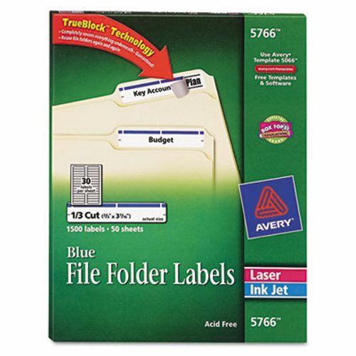 Avery Self-Adhesive File Folder Labels, Blue Border, 1500 per Box (AVE5766)