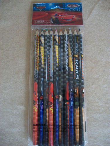 Pk Of 10 Disney Cars Assorted Colored Pencils By National Design~NEW IN PACKAGE