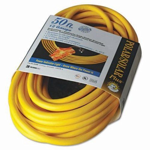Cci Polar/Solar Outdoor Extension Cord, 50 Ft, Three Outlets, Yellow (COC03488)