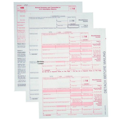 2014 1099 MISC Tax Forms, 5-Part, 50 Forms &amp; 1096, Laser &amp; Inkjet