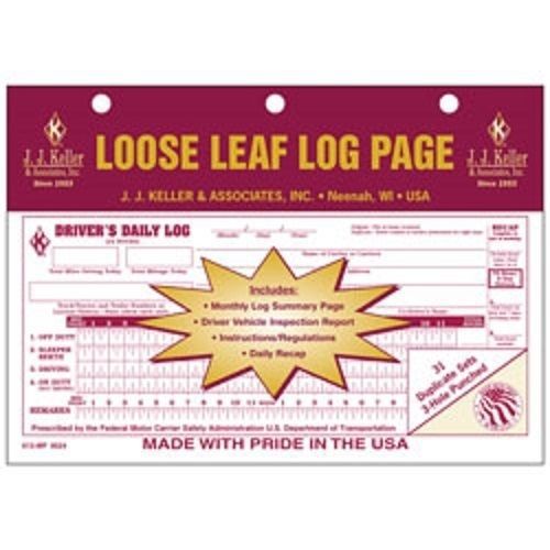 J.J. Keller - Duplicate Loose Leaf Driver&#039;s Daily Log Sheets with DVIR,Pack=1