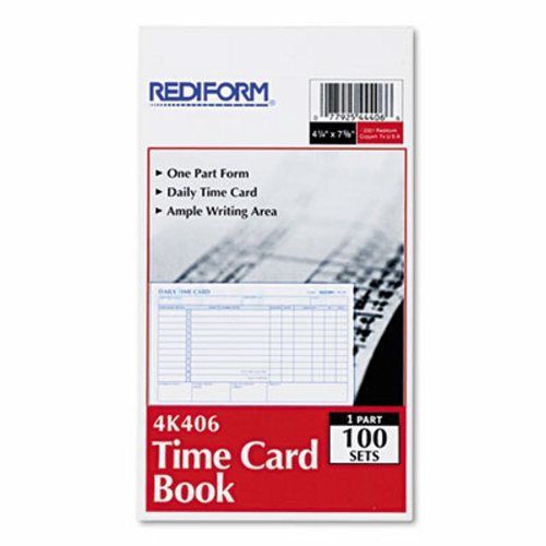 Rediform Employee Time Card, Daily, Two-Sided, 4-1/4 x 7, 100/Pad (RED4K406)