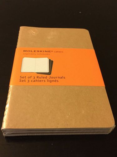 Moleskin Cahier Ruled Journal (Set Of 3) Kraft Brown Cover FREE Shipping