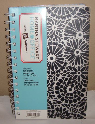 Martha Stewart Home Office - with AveryTM Floral Notebook, Black, 5-1/2&#034; X 8 NEW