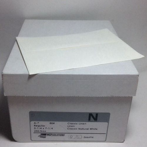 Neenah Classic Linen Natural White Envelopes A-7 5.25 x 7.25 250/Box 80# FREE SH