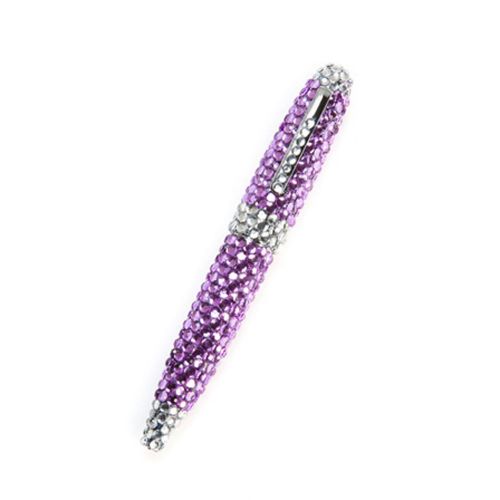 New purple crystal rhinestone gemstone roller ball pen for sale