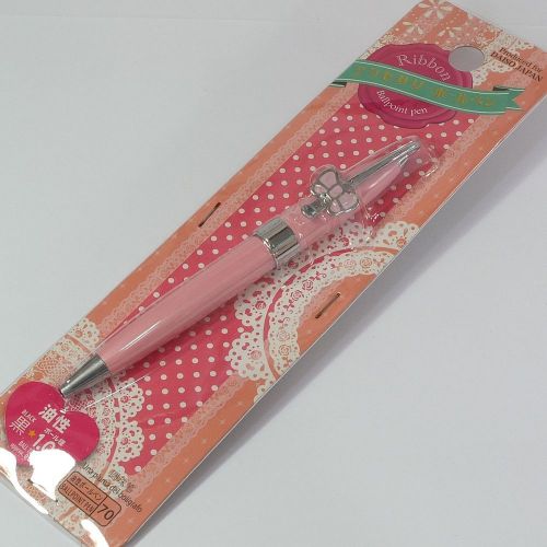 Free Shipping - DAISO JAPAN Pink Ribbon Style Black 1.0mm Ball Point Pen #04