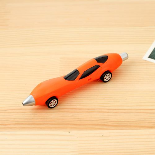 Creative spring pen orange red ballpen  movement car model blue ink  2 pcs for sale