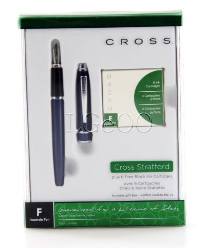 Cross stratford fountain pen plus 6 free black ink cartridges for sale