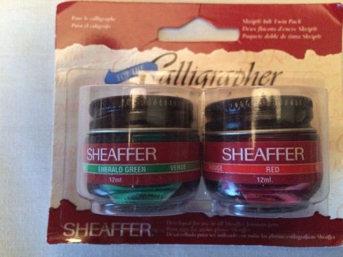 Sheaffer Calligraphy/Calligrapher Ink - 2 Bottles ( 1 Emerald Green and 1 Red )