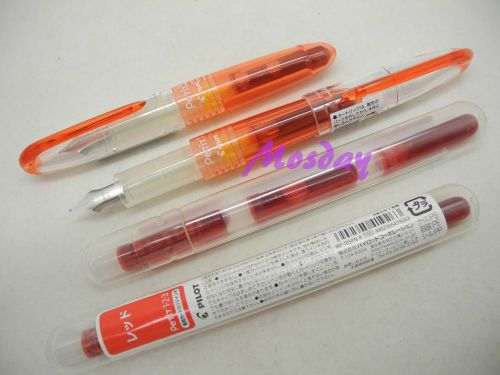 2Pcs Pilot Petit1 SNP-20F Mini Fine Nib Fountain Pen+ 6 Cartridges, RED