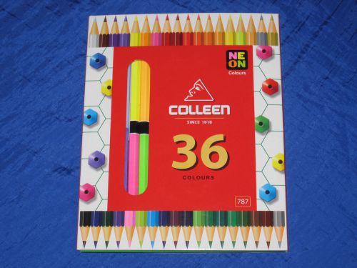 COLLEEN 36 Colors box of 36 NEON Coloured Pencils - No 787 -